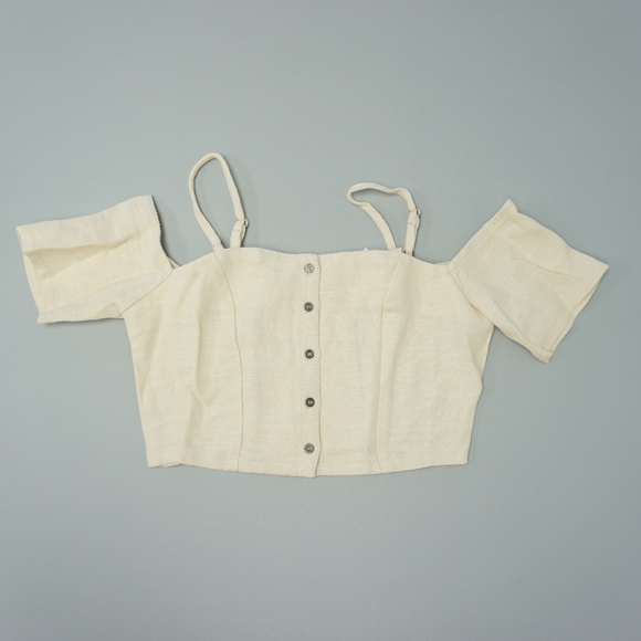 ASTR Cropped Top Off The Shoulder Natural L - Picture 2 of 8
